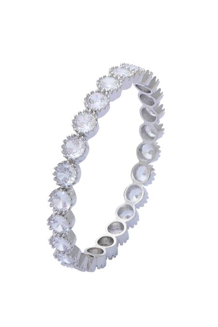 Moh-Maya By Disha Khatri Silver Plated Zari, Stones Zircon And Moissanite Studded Bangles - Set Of 2 at Aza Fashions Moh-Maya By Disha Khatri_Silver Plated Zari, Stones Zircon And Moissanite Studded Bangles - Set Of 2 _at_Aza_Fashions