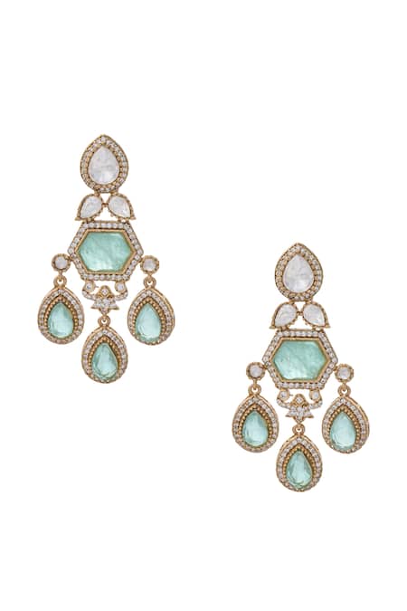 Moh-Maya By Disha Khatri_Gold Plated Zari Zircon Embellished Necklace Set _at_Aza_Fashions