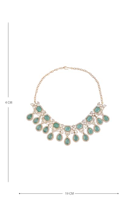 Buy_Moh-Maya By Disha Khatri_Gold Plated Zari Zircon Embellished Necklace Set 