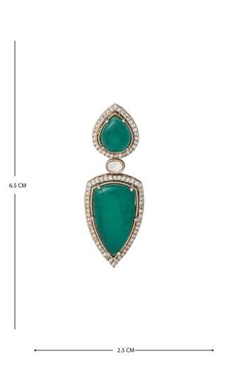 Moh-Maya By Disha Khatri Gold Plated Zari Zircon And Emerald Stone Embellished Earrings at Aza Fashions Moh-Maya By Disha Khatri_Gold Plated Zari Zircon And Emerald Stone Embellished Earrings _at_Aza_Fashions