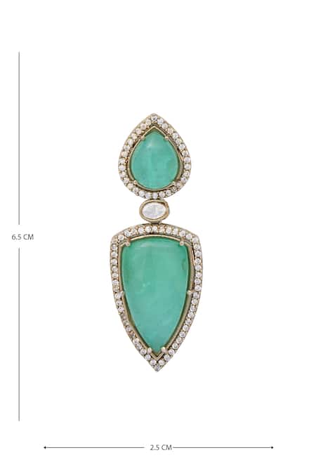 Shop Moh-Maya By Disha Khatri Gold Plated Zari Zircon Embellished Earrings Online at Aza Fashions Shop_Moh-Maya By Disha Khatri_Gold Plated Zari Zircon Embellished Earrings _Online_at_Aza_Fashions