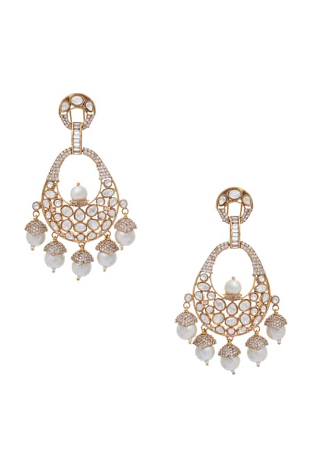 Moh-Maya By Disha Khatri Zircon & Moissanite Embellished Earrings 