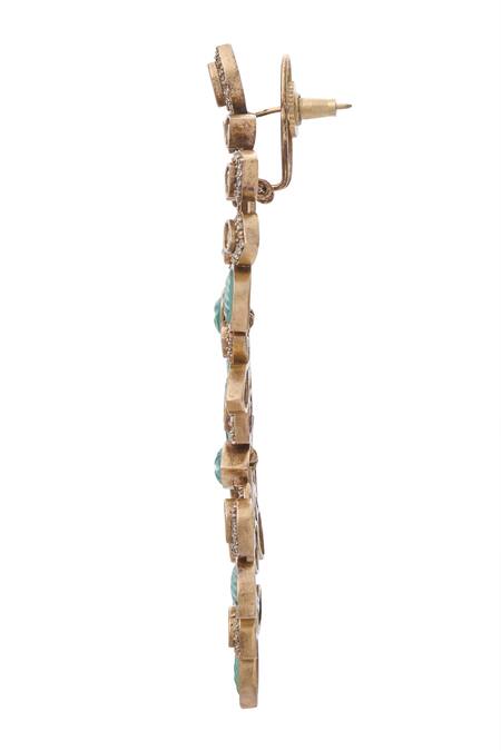 Buy Moh-Maya By Disha Khatri Gold Plated Zari, Mirrors Zircon Stone Embellished Earrings Online at Aza Fashions Buy_Moh-Maya By Disha Khatri_Gold Plated Zari, Mirrors Zircon Stone Embellished Earrings _Online_at_Aza_Fashions