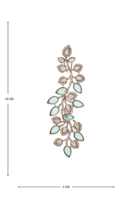 Moh-Maya By Disha Khatri Gold Plated Zari, Mirrors Zircon Stone Embellished Earrings at Aza Fashions Moh-Maya By Disha Khatri_Gold Plated Zari, Mirrors Zircon Stone Embellished Earrings _at_Aza_Fashions