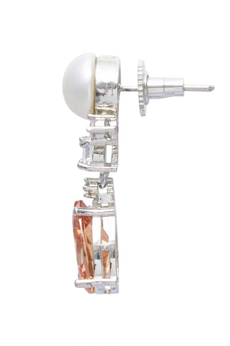 Moh-Maya By Disha Khatri Silver Plated Pearls, Zari Zircon And Embellished Necklace Set Online at Aza Fashions Moh-Maya By Disha Khatri_Silver Plated Pearls, Zari Zircon And Embellished Necklace Set _Online_at_Aza_Fashions