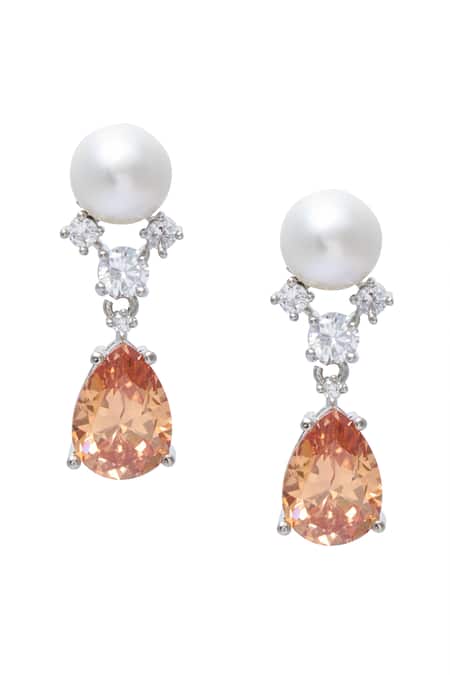 Moh-Maya By Disha Khatri Silver Plated Pearls, Zari Zircon And Embellished Necklace Set at Aza Fashions Moh-Maya By Disha Khatri_Silver Plated Pearls, Zari Zircon And Embellished Necklace Set _at_Aza_Fashions