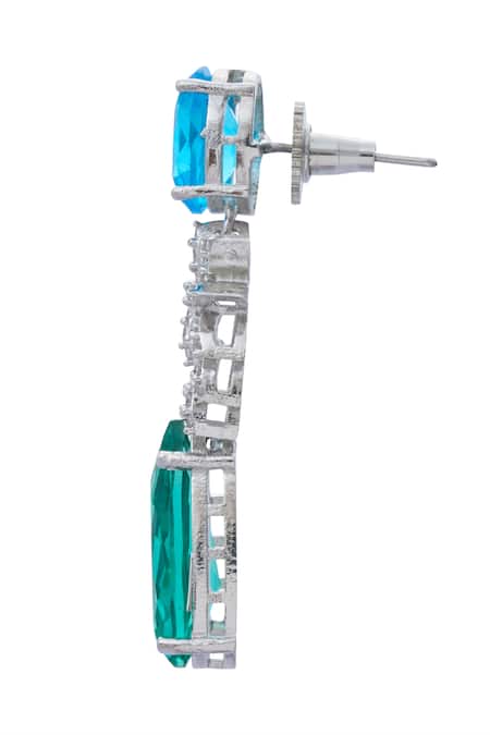 Moh-Maya By Disha Khatri Silver Plated Zari Zircon Embellished Necklace Set Online at Aza Fashions Moh-Maya By Disha Khatri_Silver Plated Zari Zircon Embellished Necklace Set _Online_at_Aza_Fashions