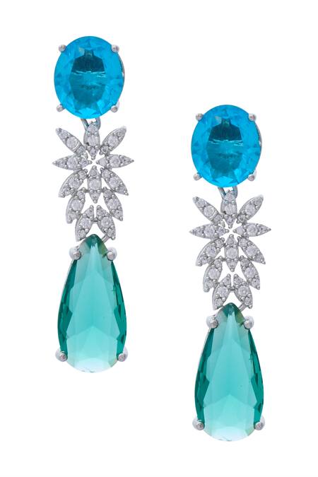 Moh-Maya By Disha Khatri Silver Plated Zari Zircon Embellished Necklace Set at Aza Fashions Moh-Maya By Disha Khatri_Silver Plated Zari Zircon Embellished Necklace Set _at_Aza_Fashions