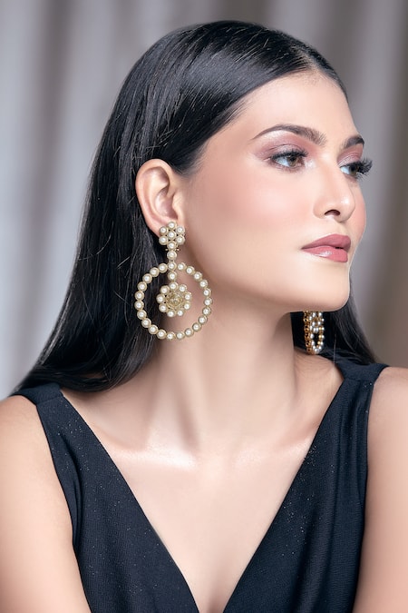 Moh-Maya by Disha Khatri Pearl Embellished Danglers 