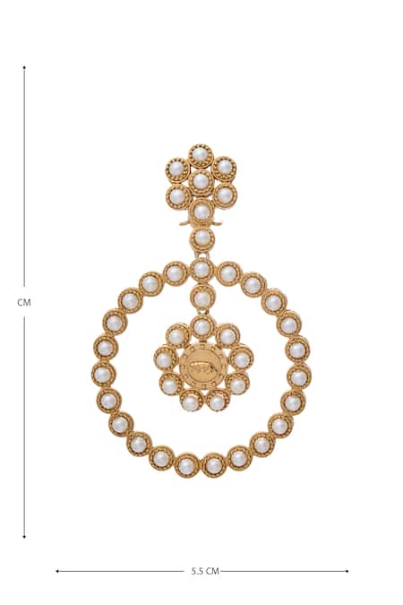 Moh-Maya By Disha Khatri_Gold Plated Pearls Embellished Danglers _at_Aza_Fashions