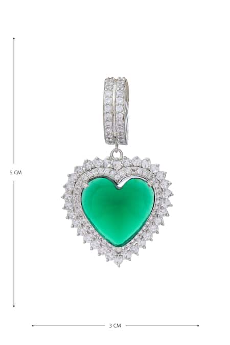 Shop_Moh-Maya By Disha Khatri_Silver Plated Zari Zircon And Emerald Stone Embellished Necklace Set 