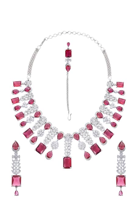 Moh-Maya By Disha Khatri Ruby Stone Embellished Jewellery Set 