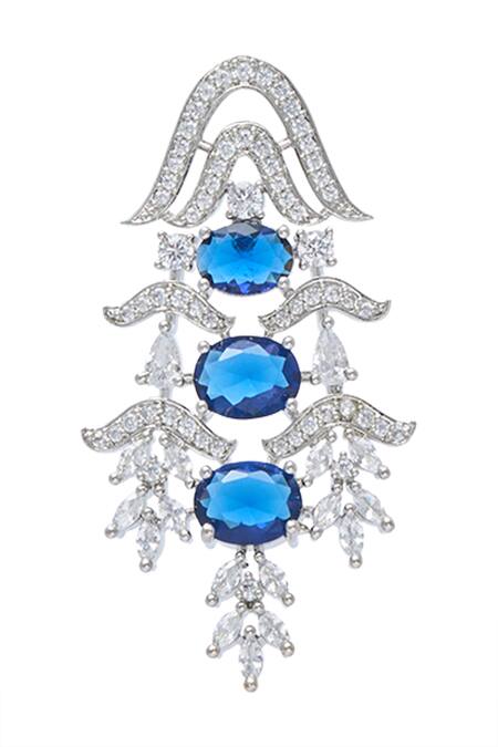 Moh-Maya By Disha Khatri_Blue Zari, Stones Sapphire Embellished Choker Set_at_Aza_Fashions