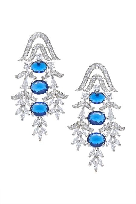 Buy_Moh-Maya By Disha Khatri_Blue Zari, Stones Sapphire Embellished Choker Set