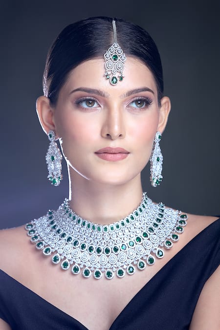 Moh-Maya By Disha Khatri Zircon Embellished Jewellery Set 