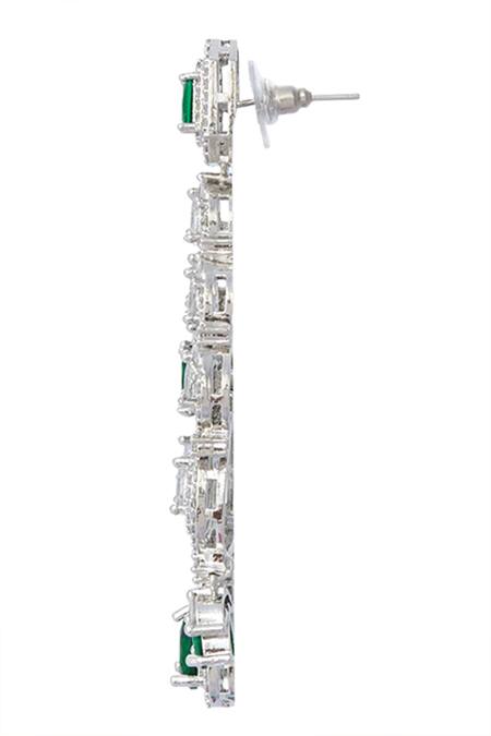 Buy_Moh-Maya By Disha Khatri_Green Zari, Stones, Diamonds Zircon Embellished Jewellery Set 