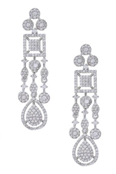 Buy_Moh-Maya By Disha Khatri_Silver Plated Zari Zircon Embellished Necklace Set _Online_at_Aza_Fashions
