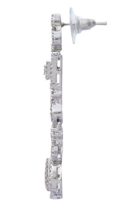 Shop_Moh-Maya By Disha Khatri_Silver Plated Zari Zircon Embellished Necklace Set _Online_at_Aza_Fashions