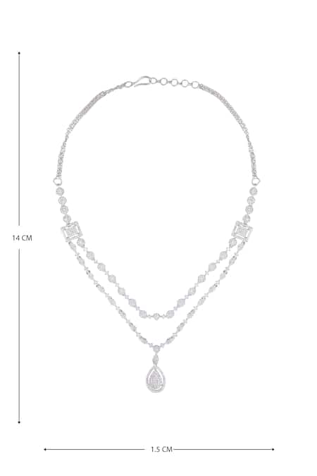 Shop_Moh-Maya By Disha Khatri_Silver Plated Zari Zircon Embellished Necklace Set 