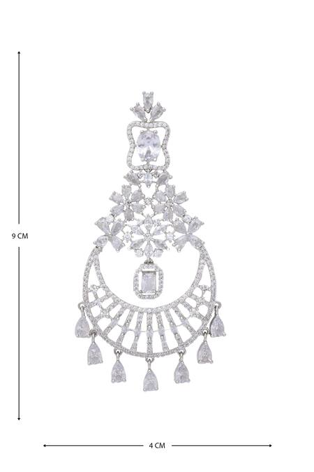 Buy_Moh-Maya By Disha Khatri_Silver Plated Zari, Diamonds Floral Cutwork Embellished Earrings