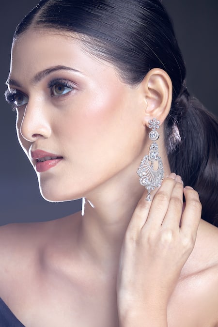 Moh-Maya By Disha Khatri Floral Cutwork Embellished Dangler Earrings 