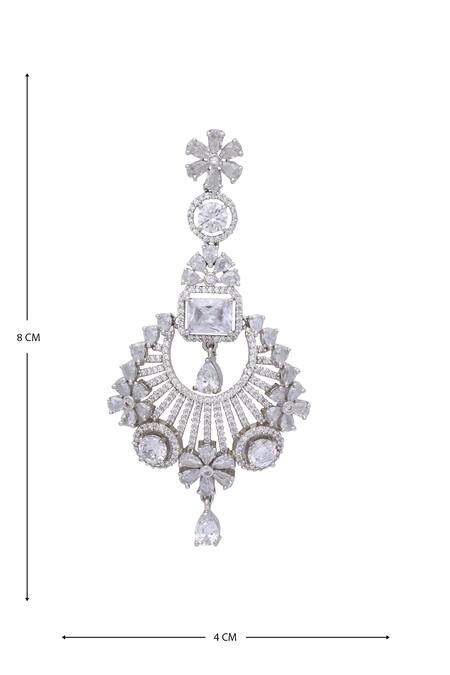 Buy_Moh-Maya By Disha Khatri_Silver Plated Zari, Diamonds Floral Cutwork Embellished Dangler Earrings