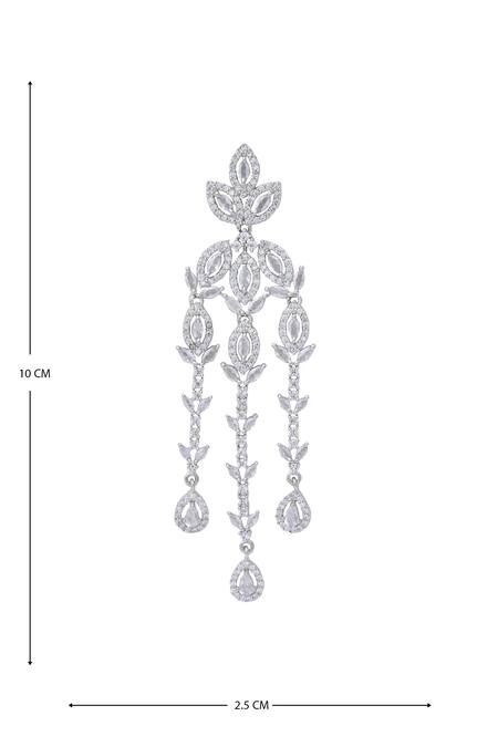 Buy_Moh-Maya By Disha Khatri_Silver Plated Zari, Diamonds Tear Drop Carved Earrings