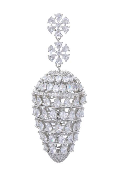 Buy Moh-Maya By Disha Khatri Silver Plated Zari Honeycomb Cutwork Earrings Online at Aza Fashions Buy_Moh-Maya By Disha Khatri_Silver Plated Zari Honeycomb Cutwork Earrings_Online_at_Aza_Fashions