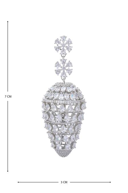 Moh-Maya By Disha Khatri Silver Plated Zari Honeycomb Cutwork Earrings at Aza Fashions Moh-Maya By Disha Khatri_Silver Plated Zari Honeycomb Cutwork Earrings_at_Aza_Fashions