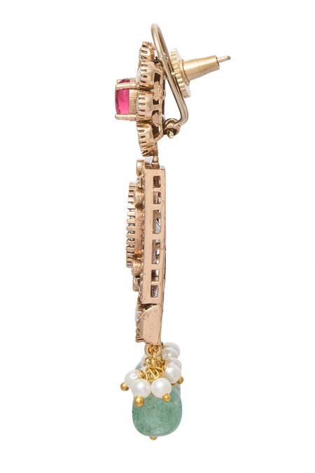 Moh-Maya By Disha Khatri_Gold Plated Pearls, Beads, Zari Polki Embellished Choker Set _at_Aza_Fashions