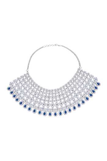 Moh-Maya By Disha Khatri Silver Plated Zari Zirconia Embellished Necklace Set Online at Aza Fashions Moh-Maya By Disha Khatri_Silver Plated Zari Zirconia Embellished Necklace Set _Online_at_Aza_Fashions