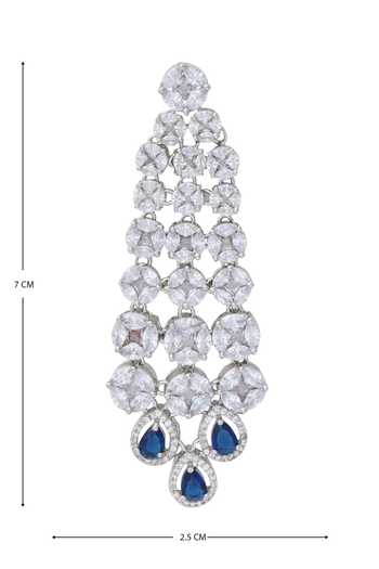 Shop Moh-Maya By Disha Khatri Silver Plated Zari Zirconia Embellished Necklace Set Shop_Moh-Maya By Disha Khatri_Silver Plated Zari Zirconia Embellished Necklace Set