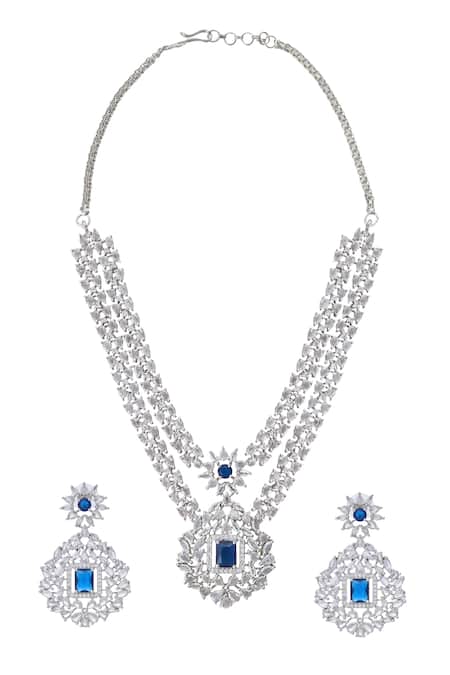 Moh-Maya By Disha Khatri Zirconia Embellished Pendant Necklace Set 