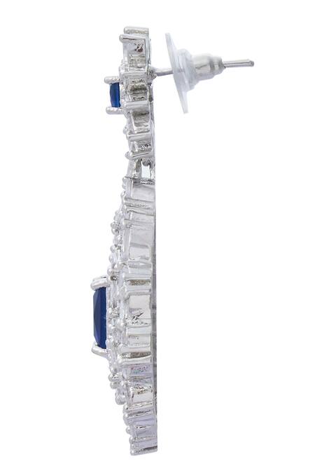 Buy_Moh-Maya By Disha Khatri_Silver Plated Zari Zirconia Embellished Pendant Necklace Set _Online_at_Aza_Fashions