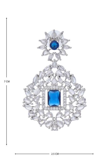 Shop_Moh-Maya By Disha Khatri_Silver Plated Zari Zirconia Embellished Pendant Necklace Set 