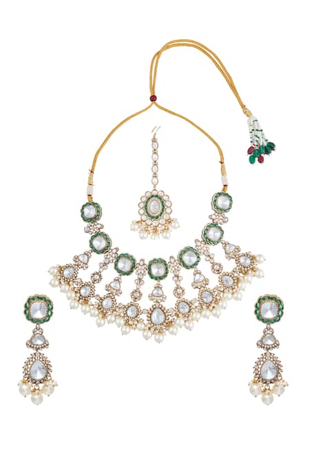Moh-Maya By Disha Khatri Moissanite Polki Studded Necklace Set 