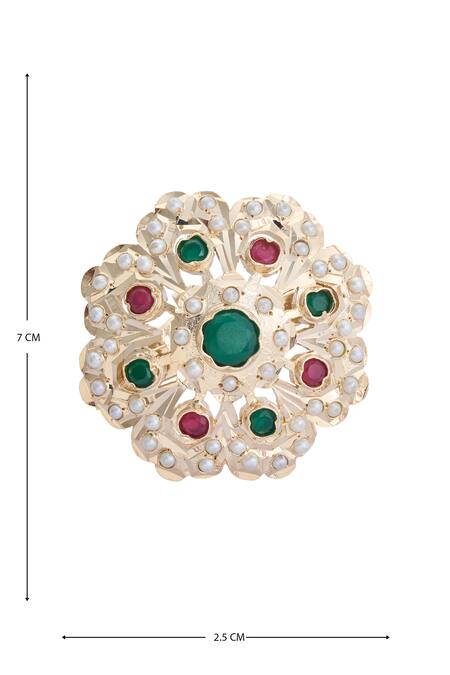 Buy_Moh-Maya By Disha Khatri_Gold Plated Pearls, Rhinestones, Stones Embellished Ring 