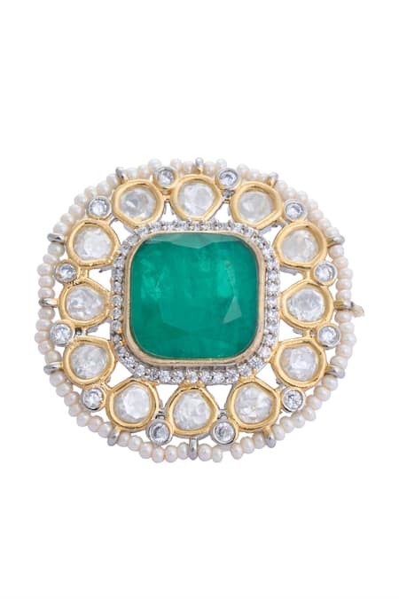 Moh-Maya By Disha Khatri Moissanite Polki Embellished Ring 