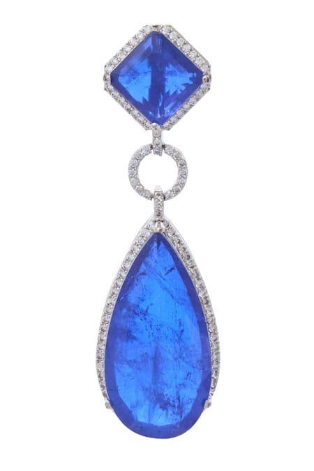 Moh-Maya By Disha Khatri_Silver Plated Zari Zirconia Embellised Earrings _Online_at_Aza_Fashions