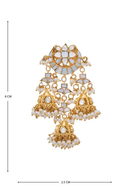 Buy Moh-Maya By Disha Khatri Gold Plated Mirrors, Pearls, Beads Embellished Earrings Buy_Moh-Maya By Disha Khatri_Gold Plated Mirrors, Pearls, Beads Embellished Earrings