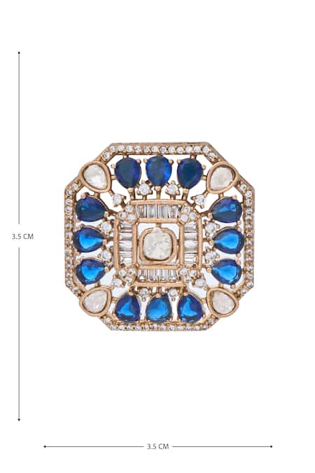 Moh-Maya By Disha Khatri_Gold Plated Zari, Smocking Zirconia Studded Earrings _at_Aza_Fashions