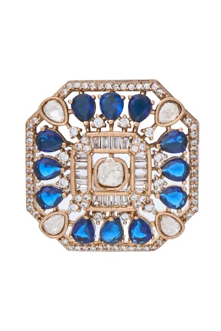 Buy_Moh-Maya By Disha Khatri_Gold Plated Zari, Smocking Zirconia Studded Earrings 