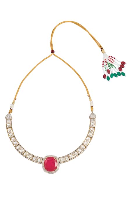 Moh-Maya By Disha Khatri Zirconia Embellished Pendant Necklace Set 
