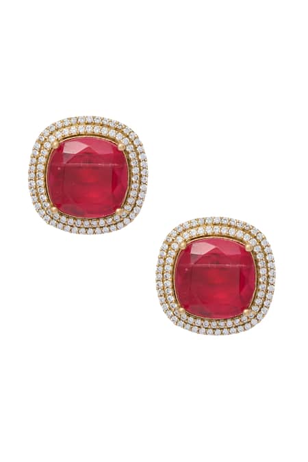 Buy_Moh-Maya By Disha Khatri_Gold Plated Zari Zirconia Embellished Pendant Necklace Set _Online_at_Aza_Fashions