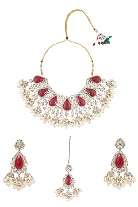 Moh-Maya By Disha Khatri Zirconia Studded Necklace Set 