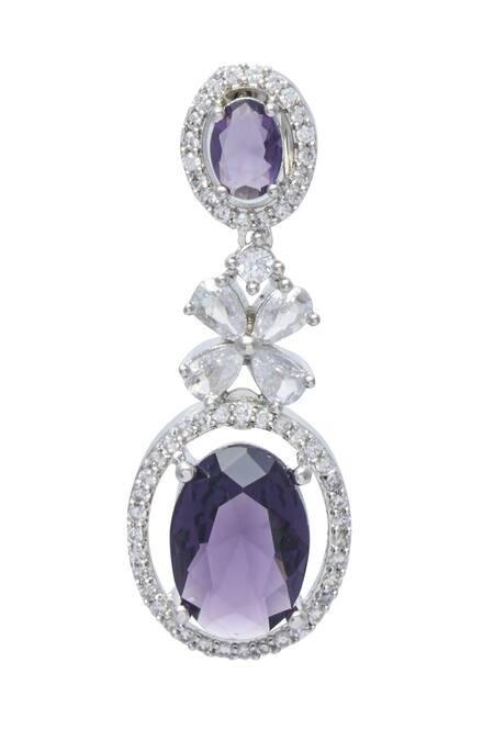 Shop Moh-Maya By Disha Khatri Purple Zari Zirconia Embellished Necklace Set Online at Aza Fashions Shop_Moh-Maya By Disha Khatri_Purple Zari Zirconia Embellished Necklace Set _Online_at_Aza_Fashions