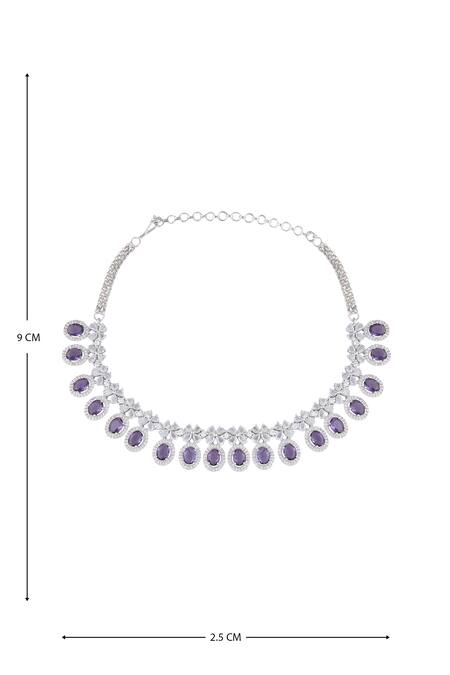 Moh-Maya By Disha Khatri Purple Zari Zirconia Embellished Necklace Set at Aza Fashions Moh-Maya By Disha Khatri_Purple Zari Zirconia Embellished Necklace Set _at_Aza_Fashions