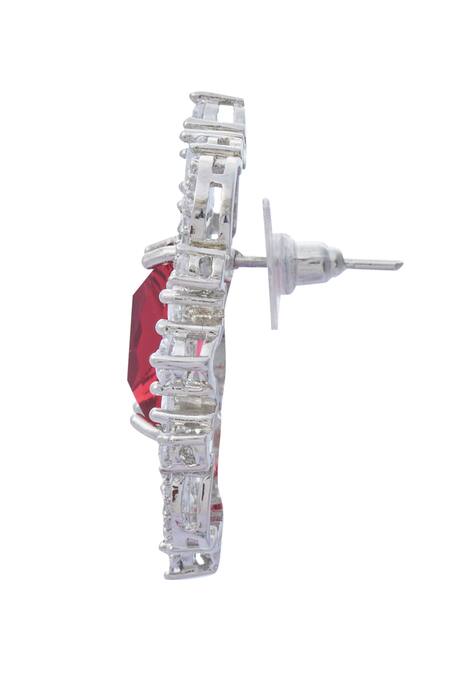 Shop_Moh-Maya By Disha Khatri_Silver Plated Stones, Zari Embellished Pendant Necklace Set_Online_at_Aza_Fashions