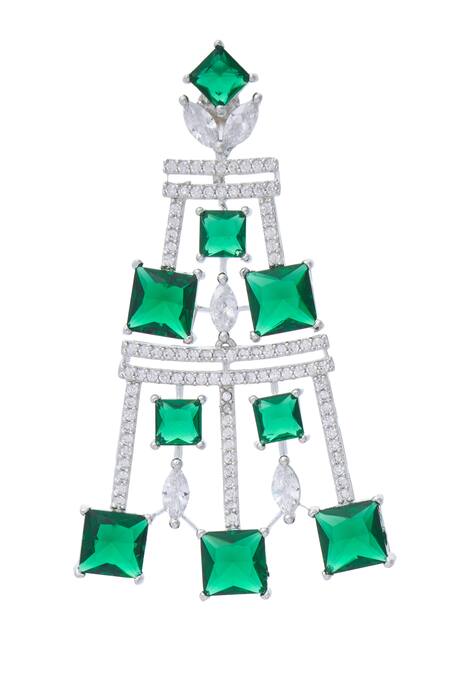 Buy_Moh-Maya By Disha Khatri_Silver Plated Zari, Stones Zirconia Studded Necklace Set _Online_at_Aza_Fashions