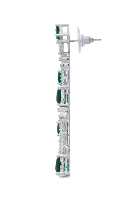 Shop_Moh-Maya By Disha Khatri_Silver Plated Zari, Stones Zirconia Studded Necklace Set _Online_at_Aza_Fashions